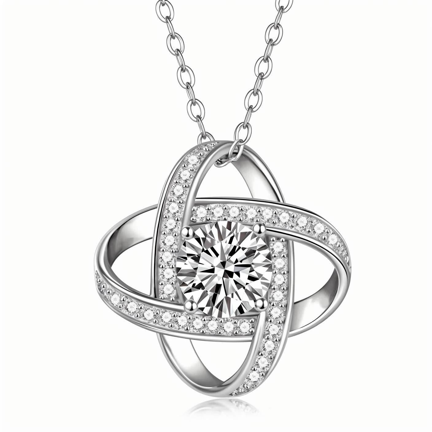 Love Knots Moissanite Pendant Necklace in 18K Gold Plated Sterling Silver (1ct. ) - La Pretti